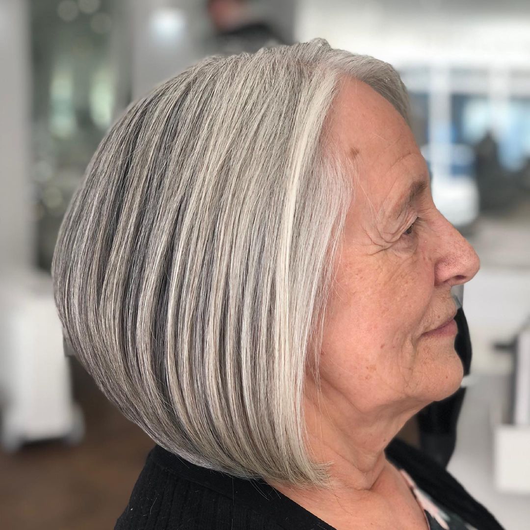 graduated grey bob