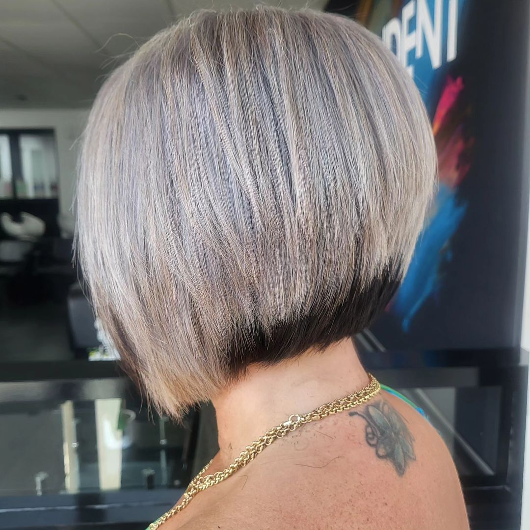 grey bob with peekaboo black