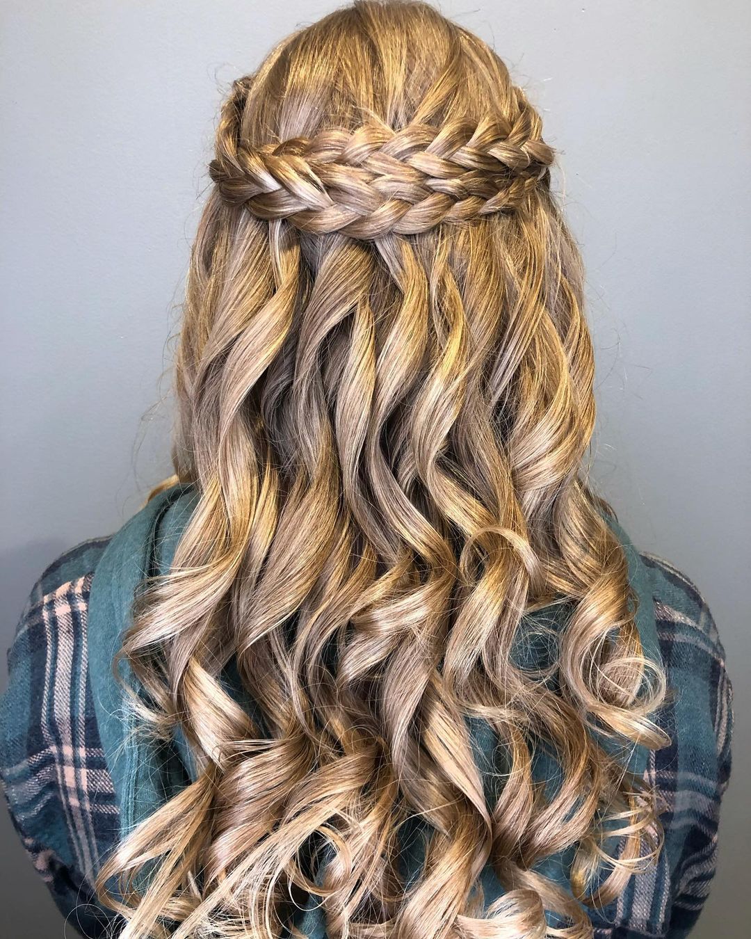 half-up Dutch crown braid