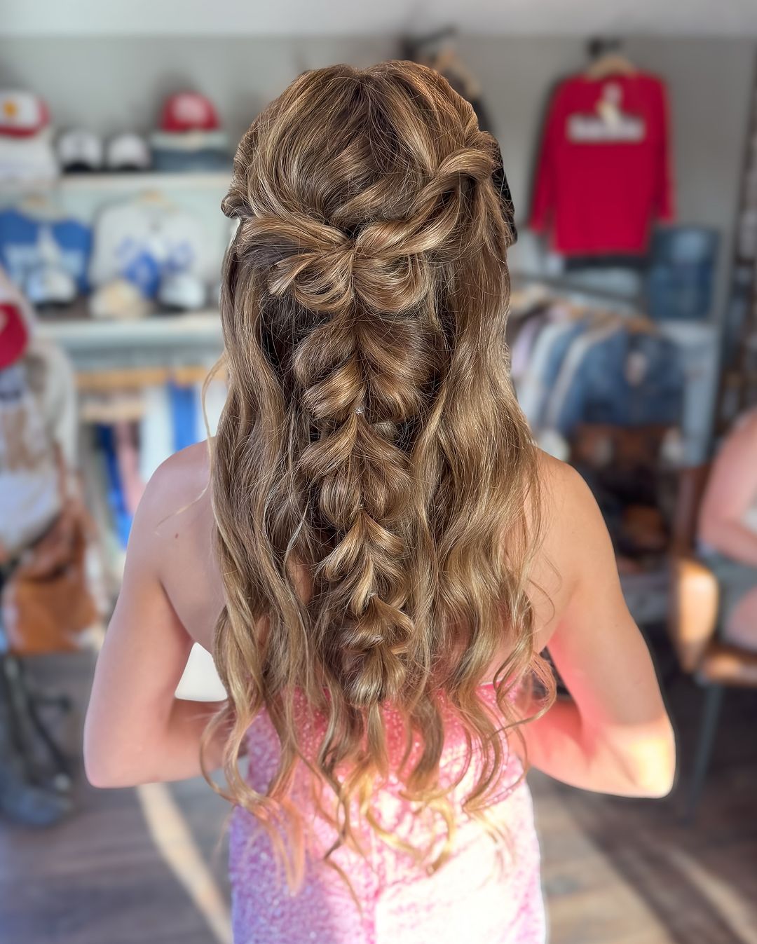 half-up pull-through braid