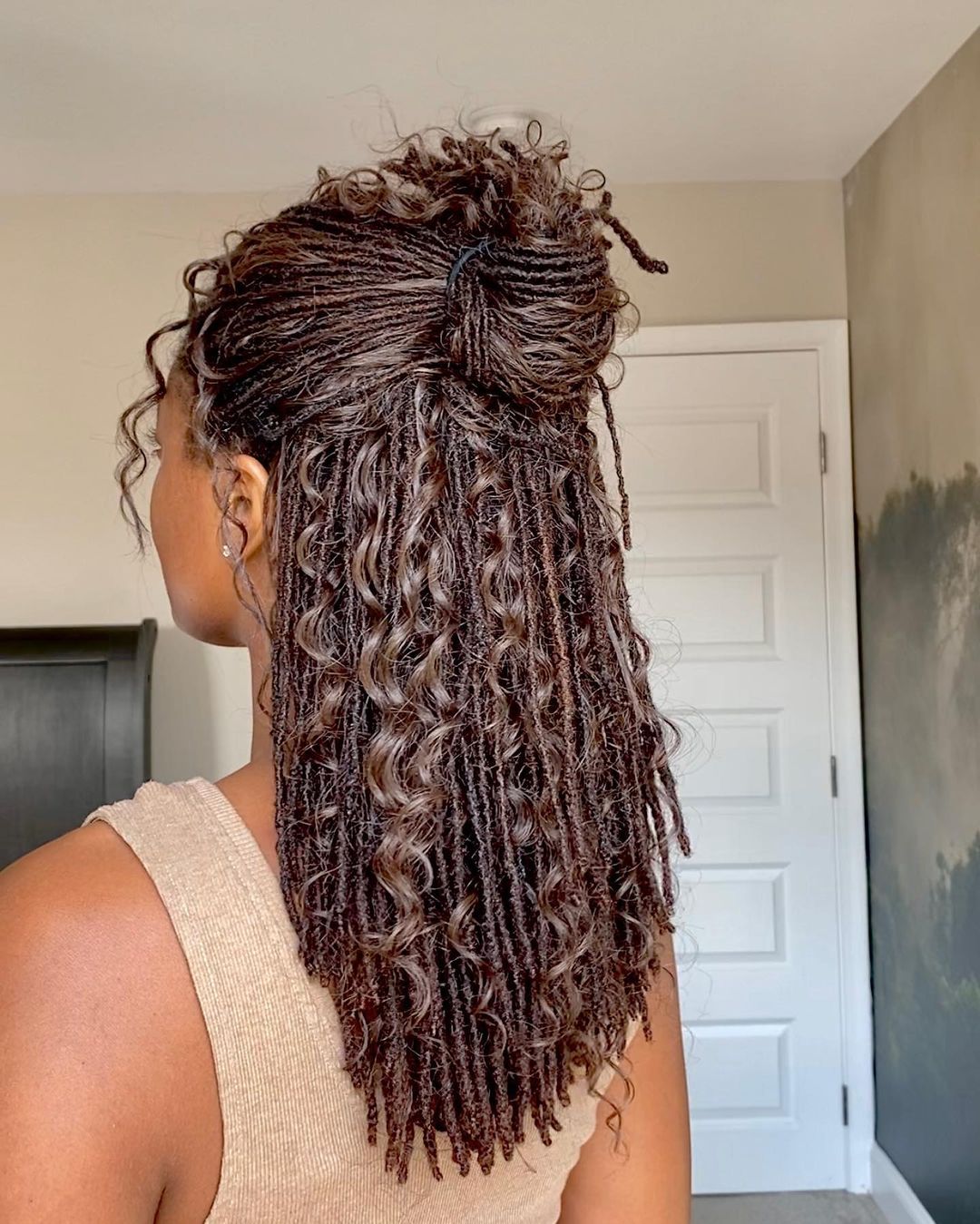 half updo starter locs 4C hair