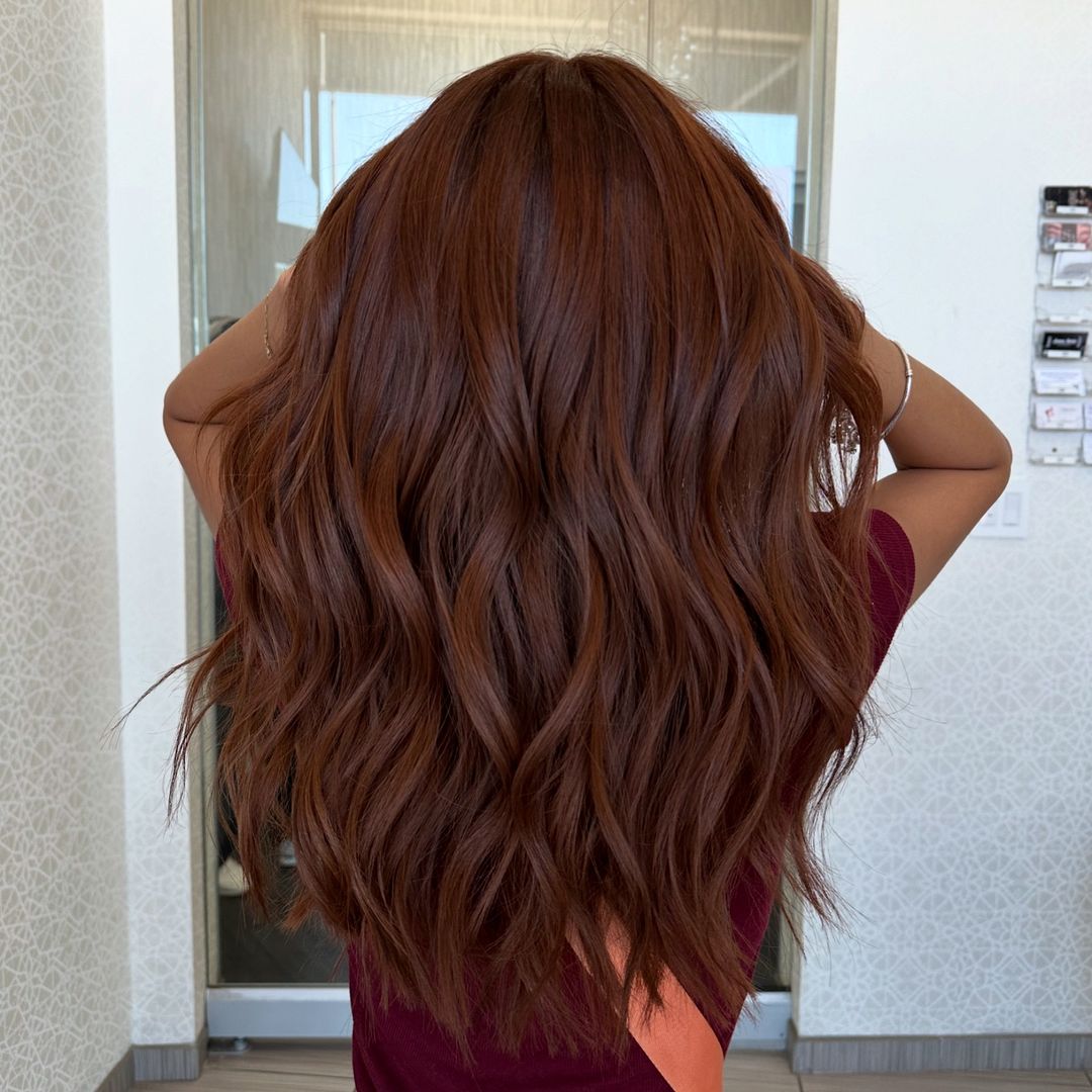 dark brown hair with honey copper undertones