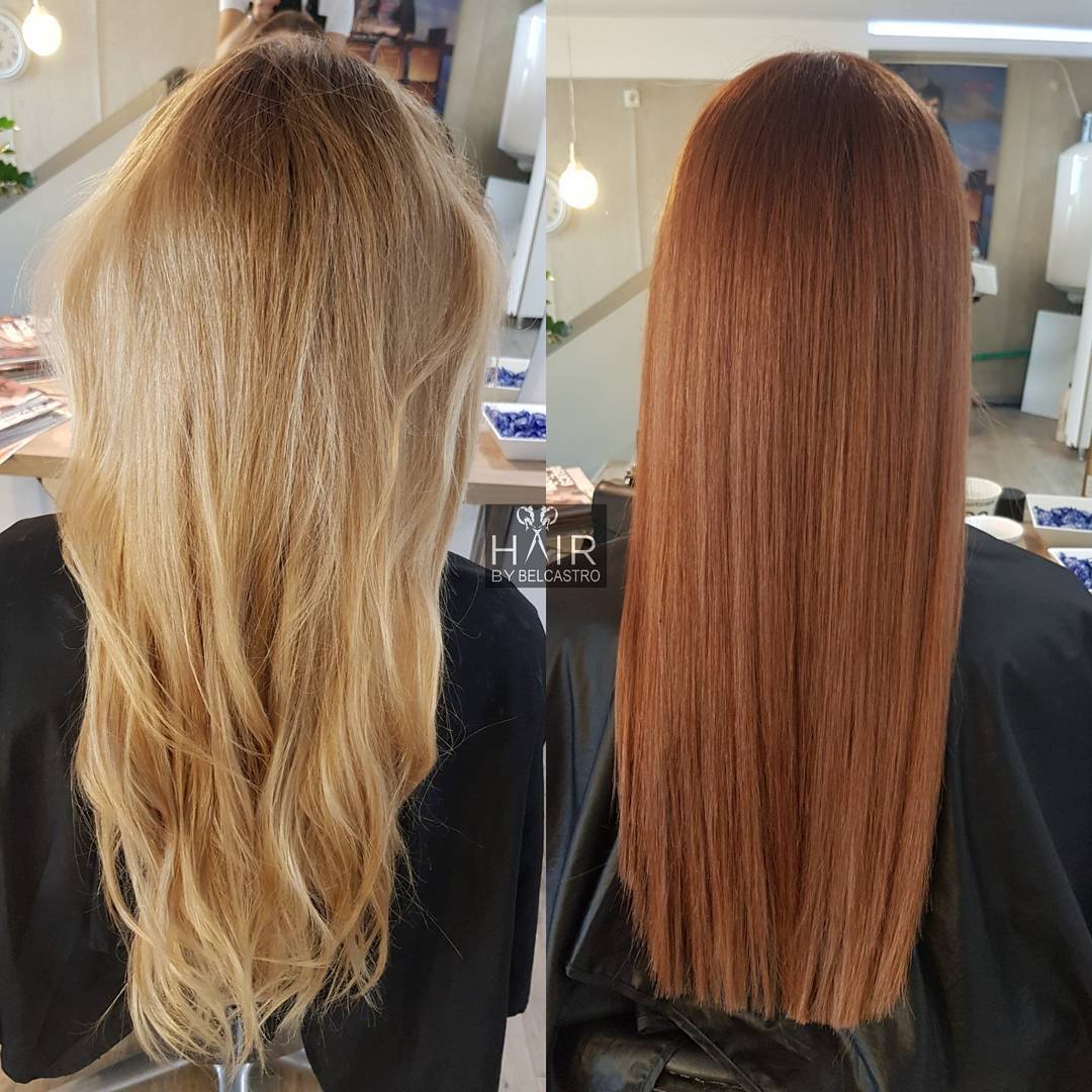 intense amber blonde with dark roots