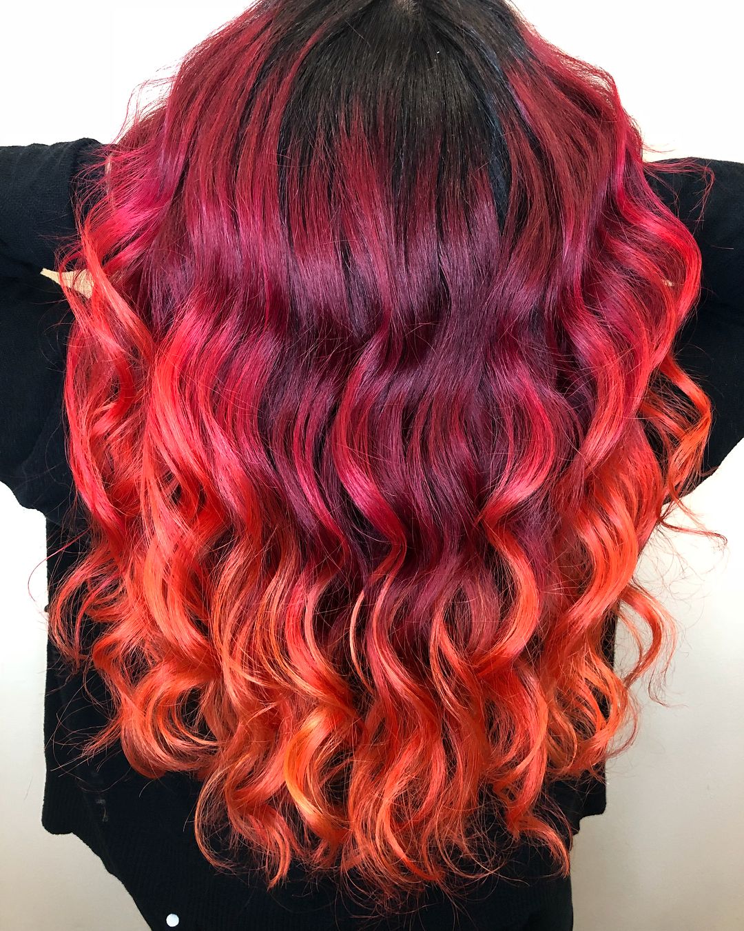 magenta naranja fuego pelo ombre