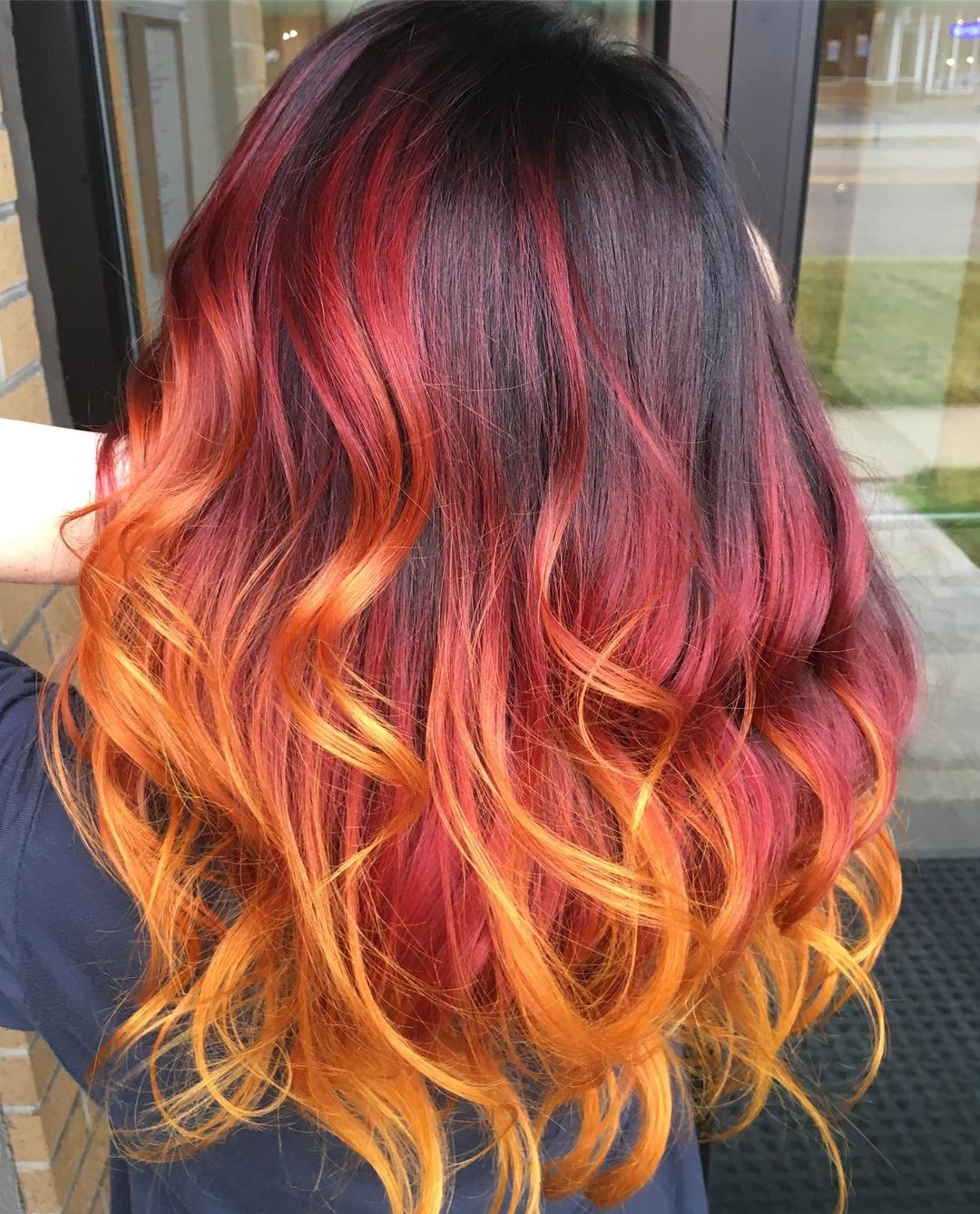 medium fire ombre tousled waves