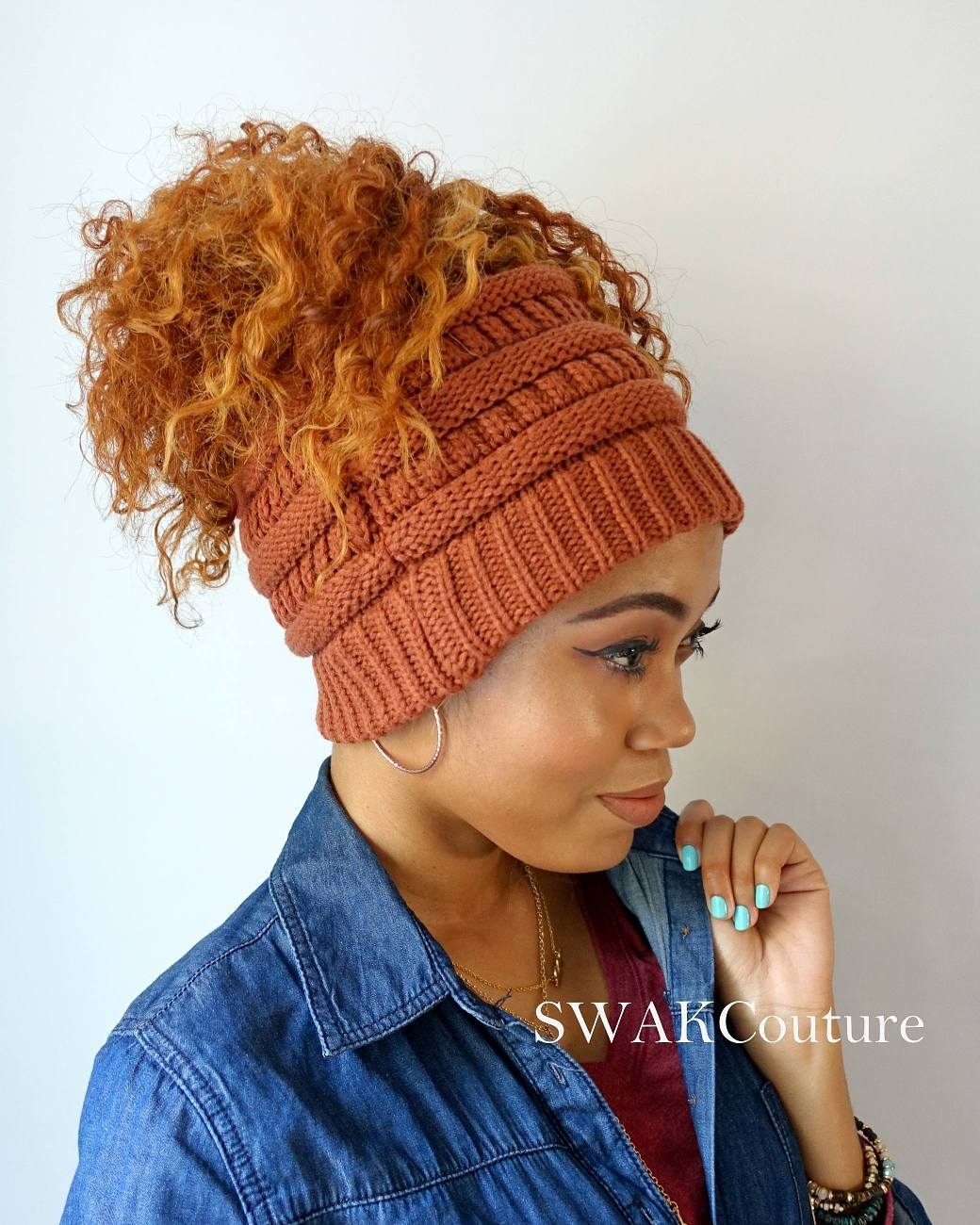 messy bun beanie style