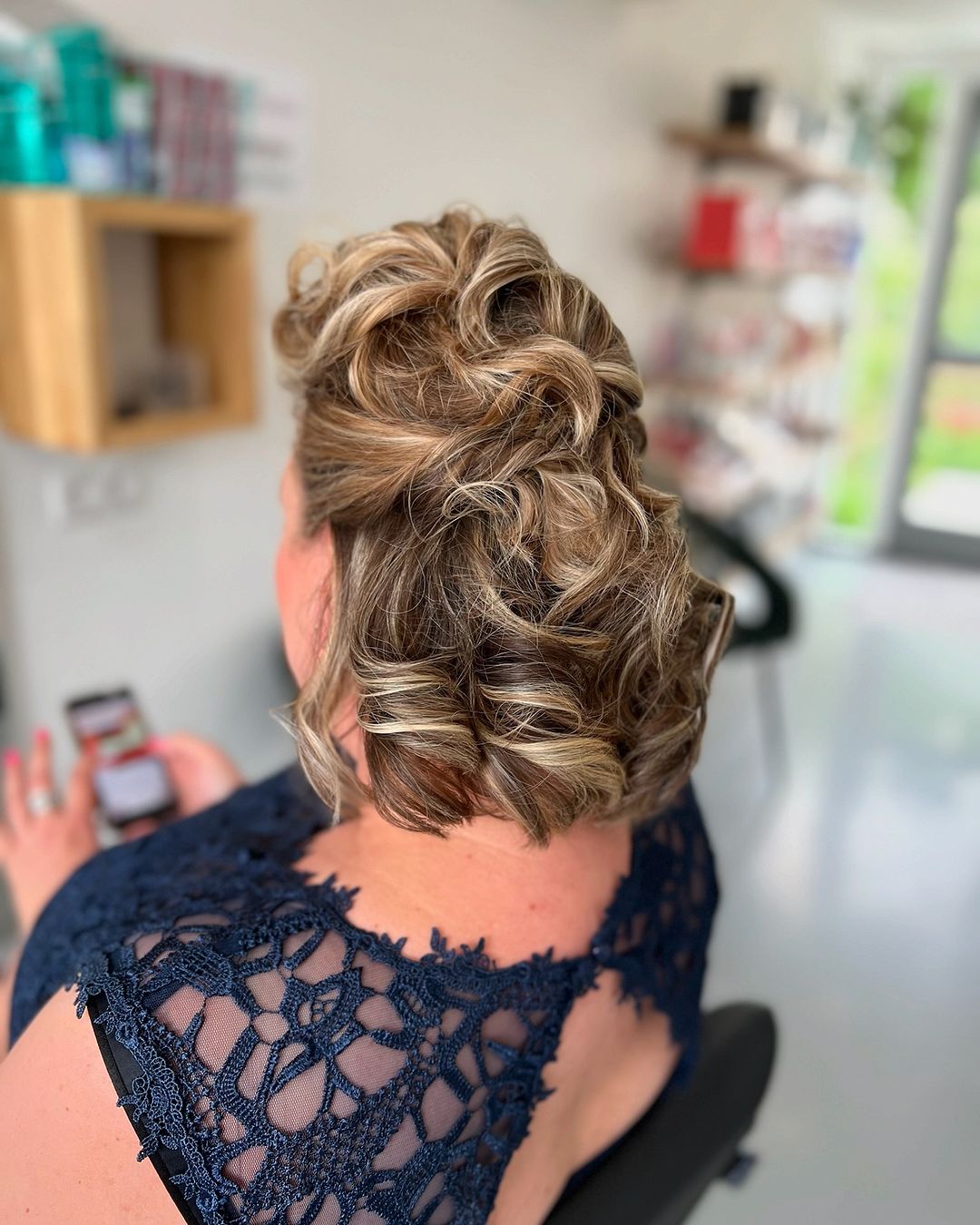 messy half updo