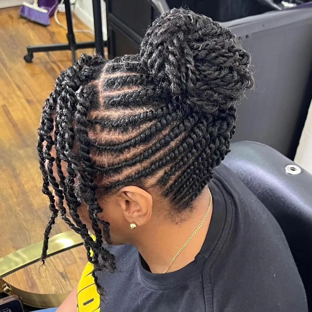 natural hair flat twist high bun