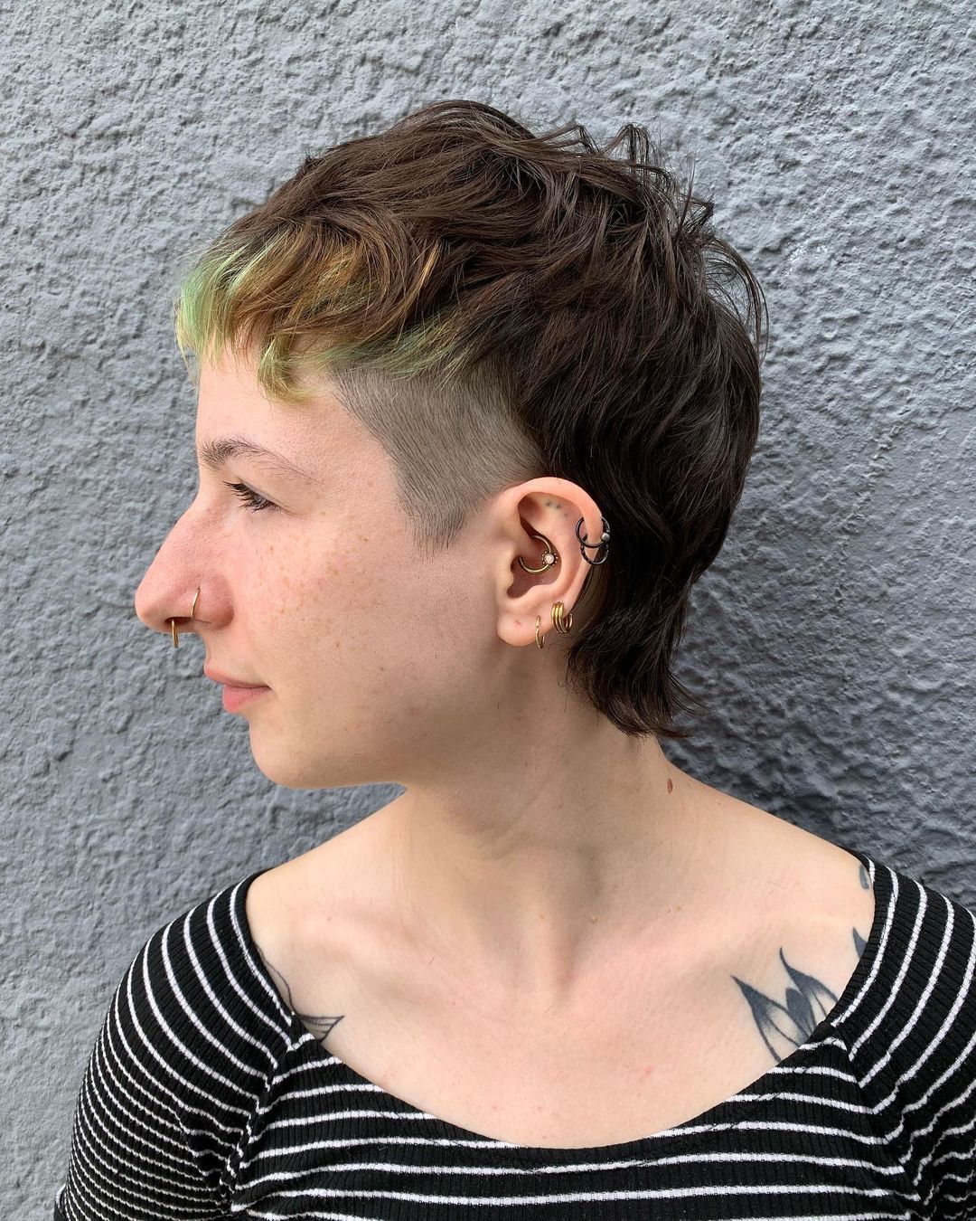 pixie shag with side undercuts and money piece