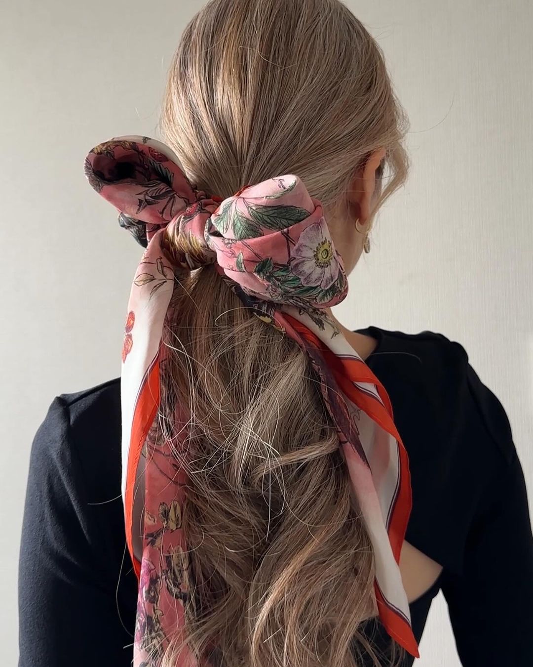 ponytail with a decorative scarf