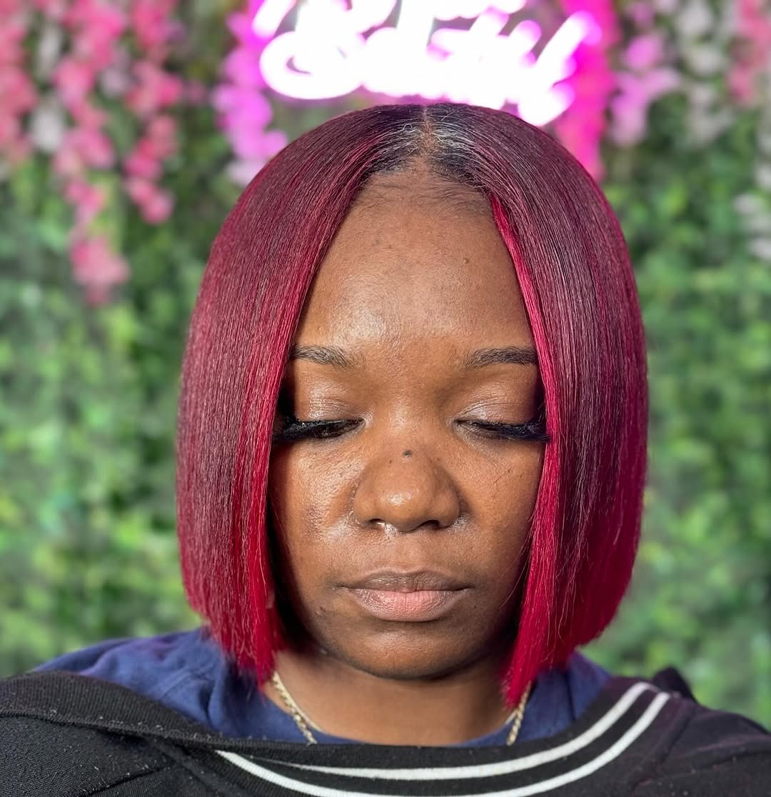 red blunt bob quick weave