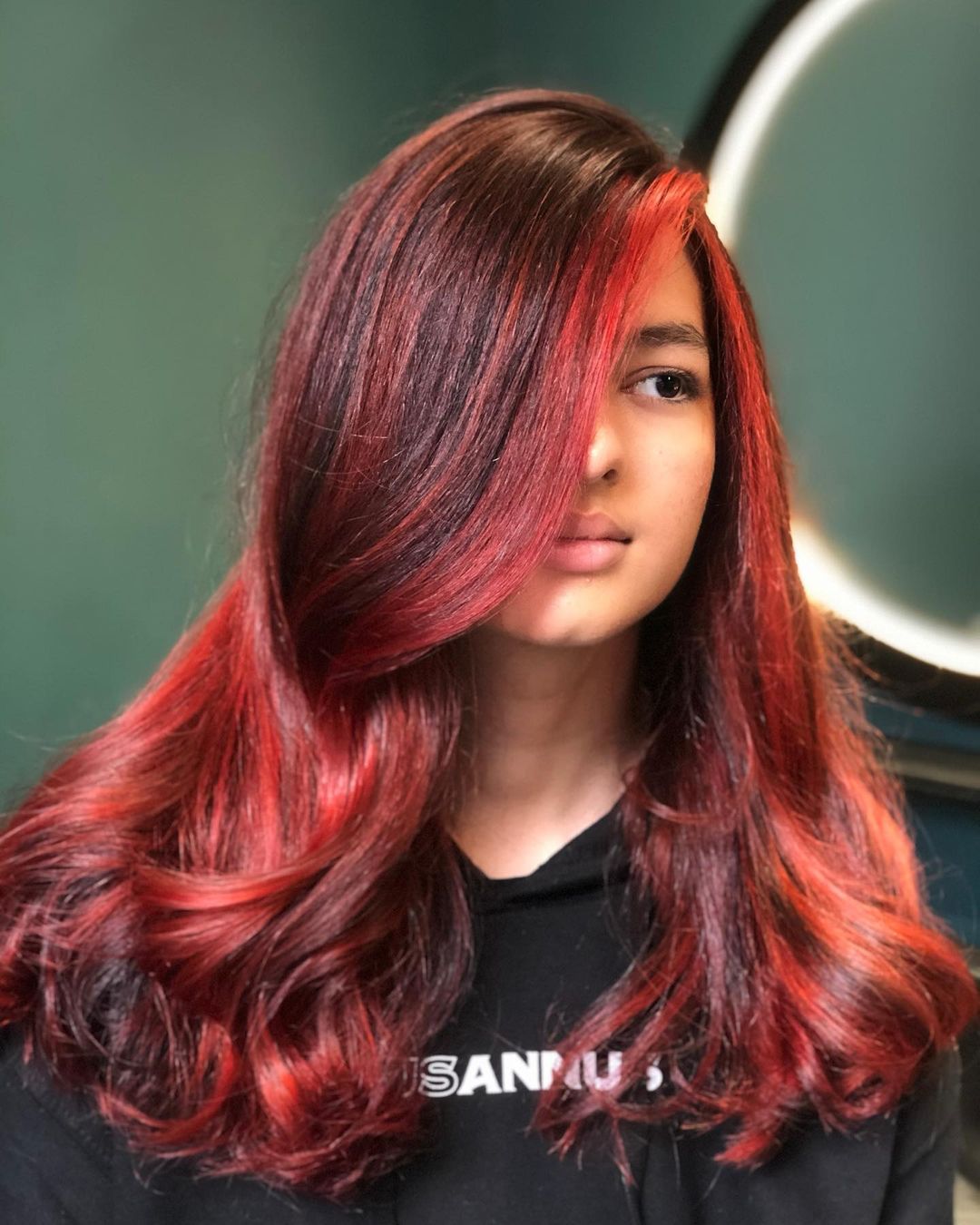 balayage vermelho aveludado