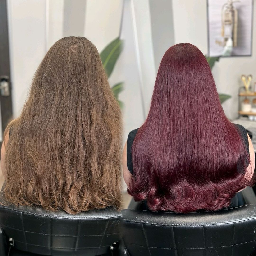 transformation des cheveux en velours rouge