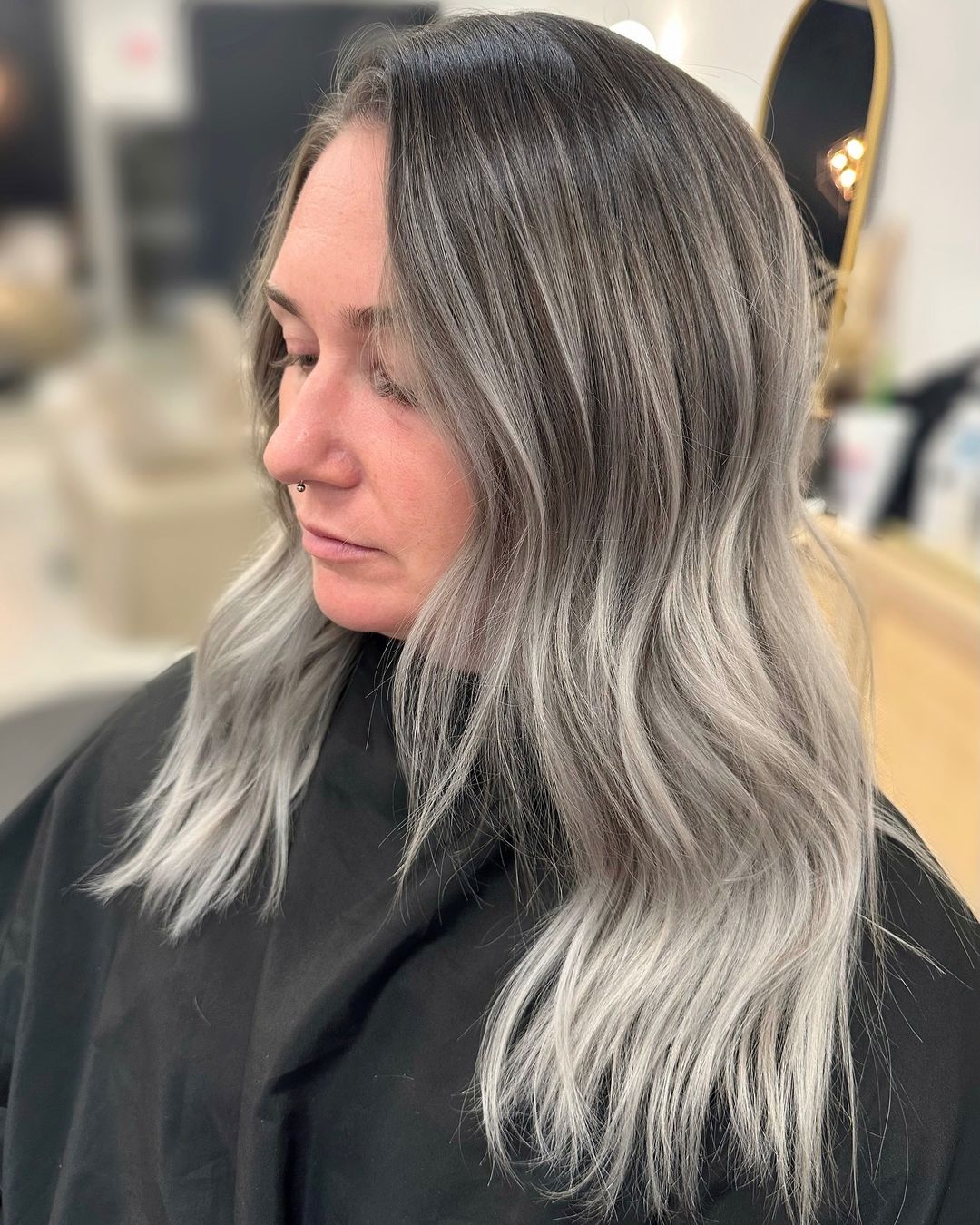 balayage blond argenté