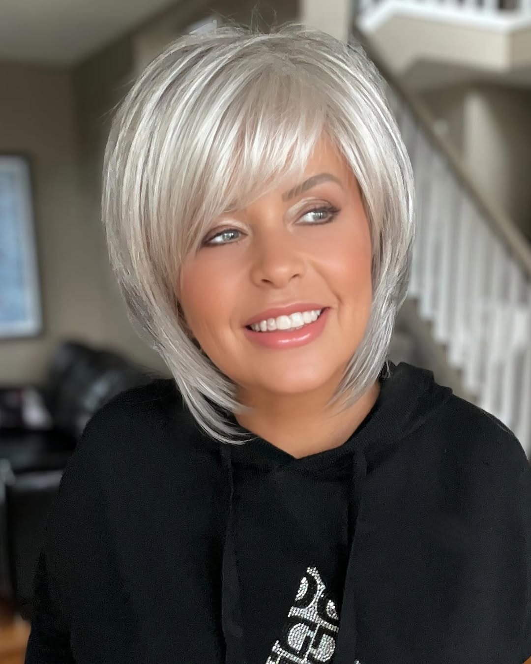 silver bob mom cut