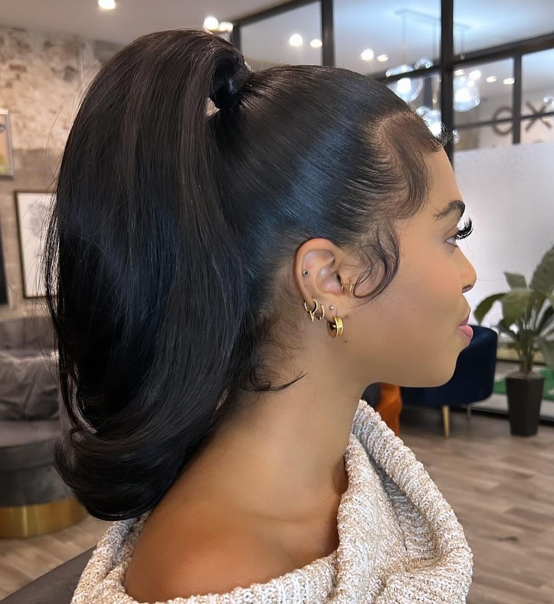 sleek high ponytail