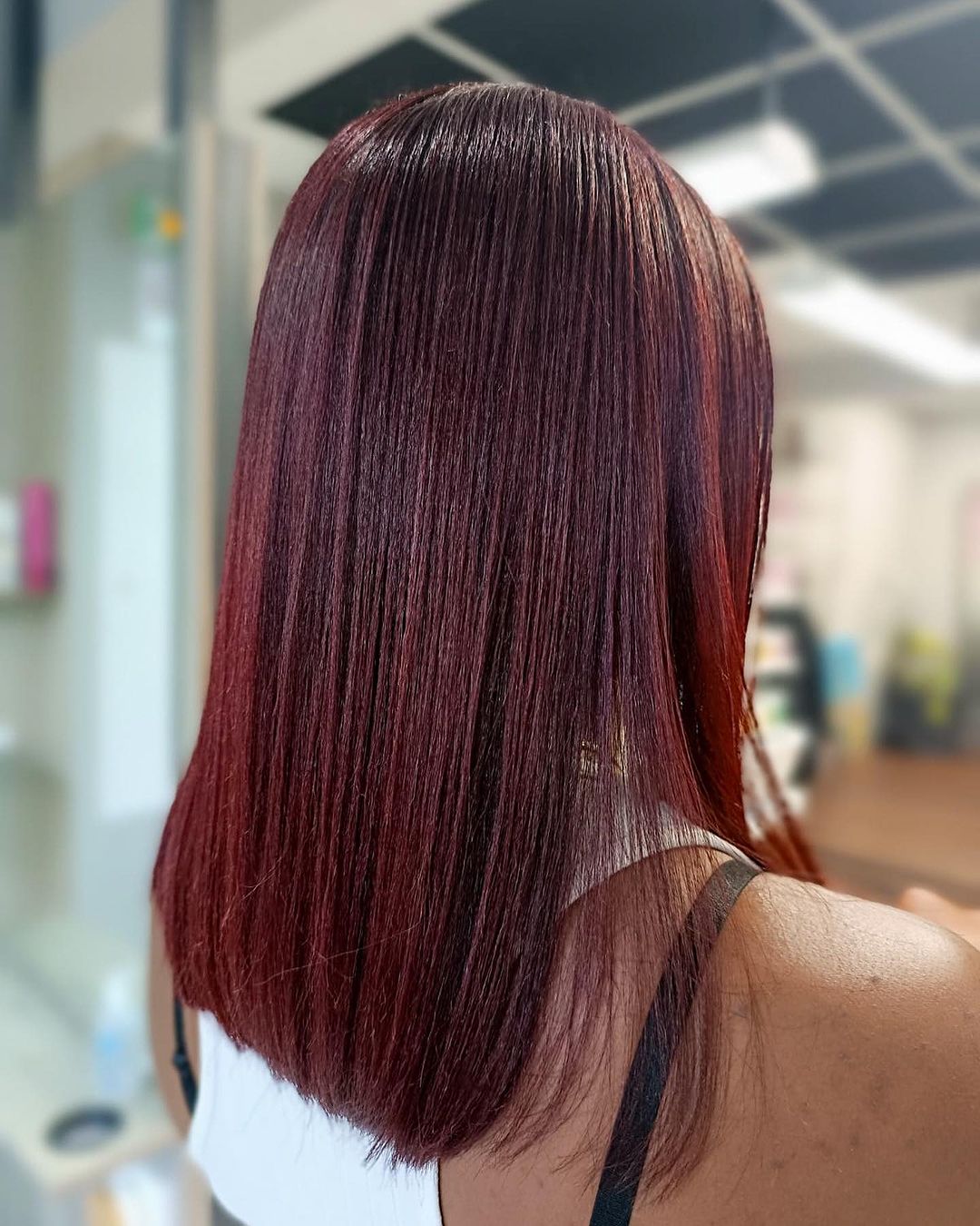 sleek red velvet hair