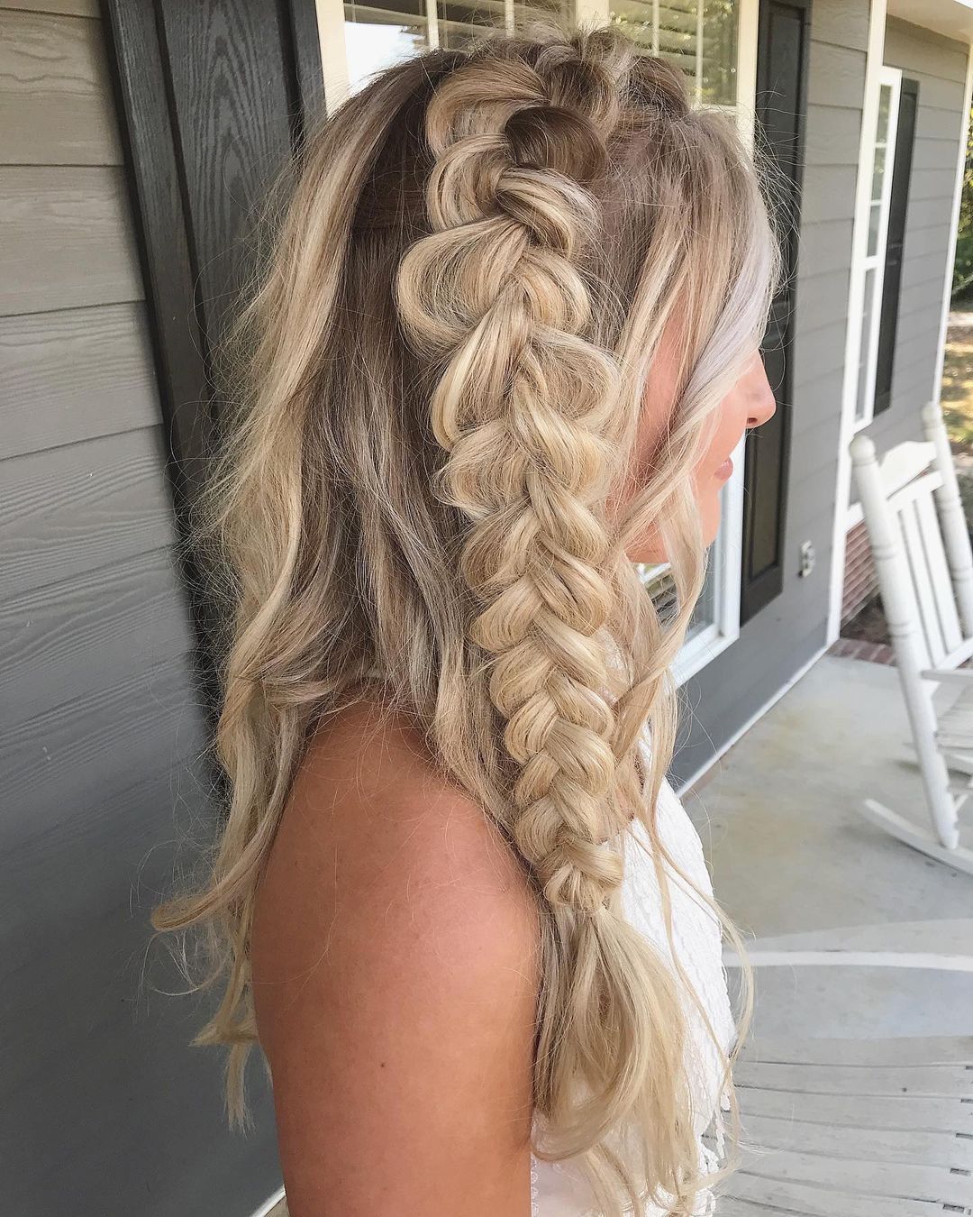 soft waves with a side Dutch braid