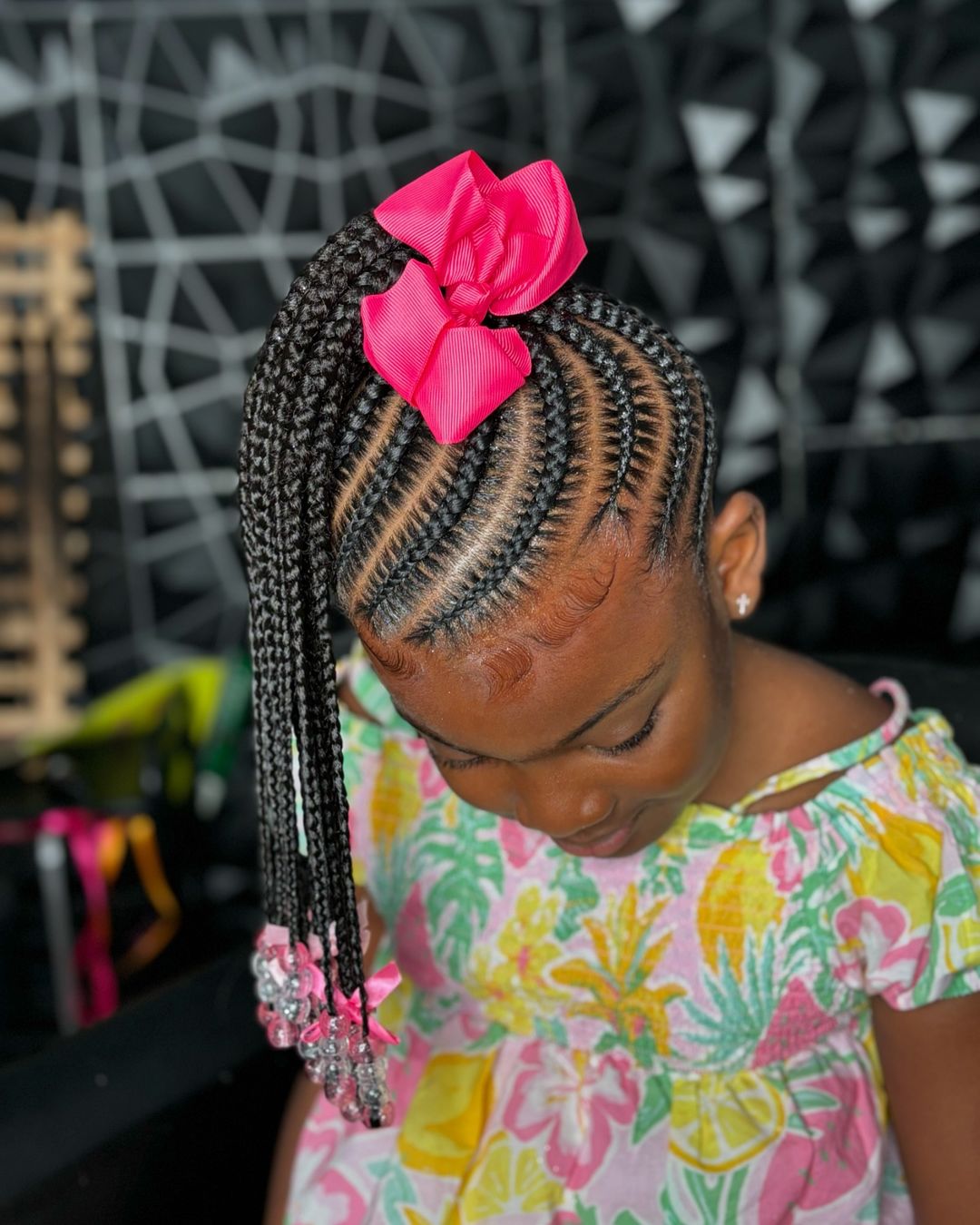 spiral stitched braids into a ponytail