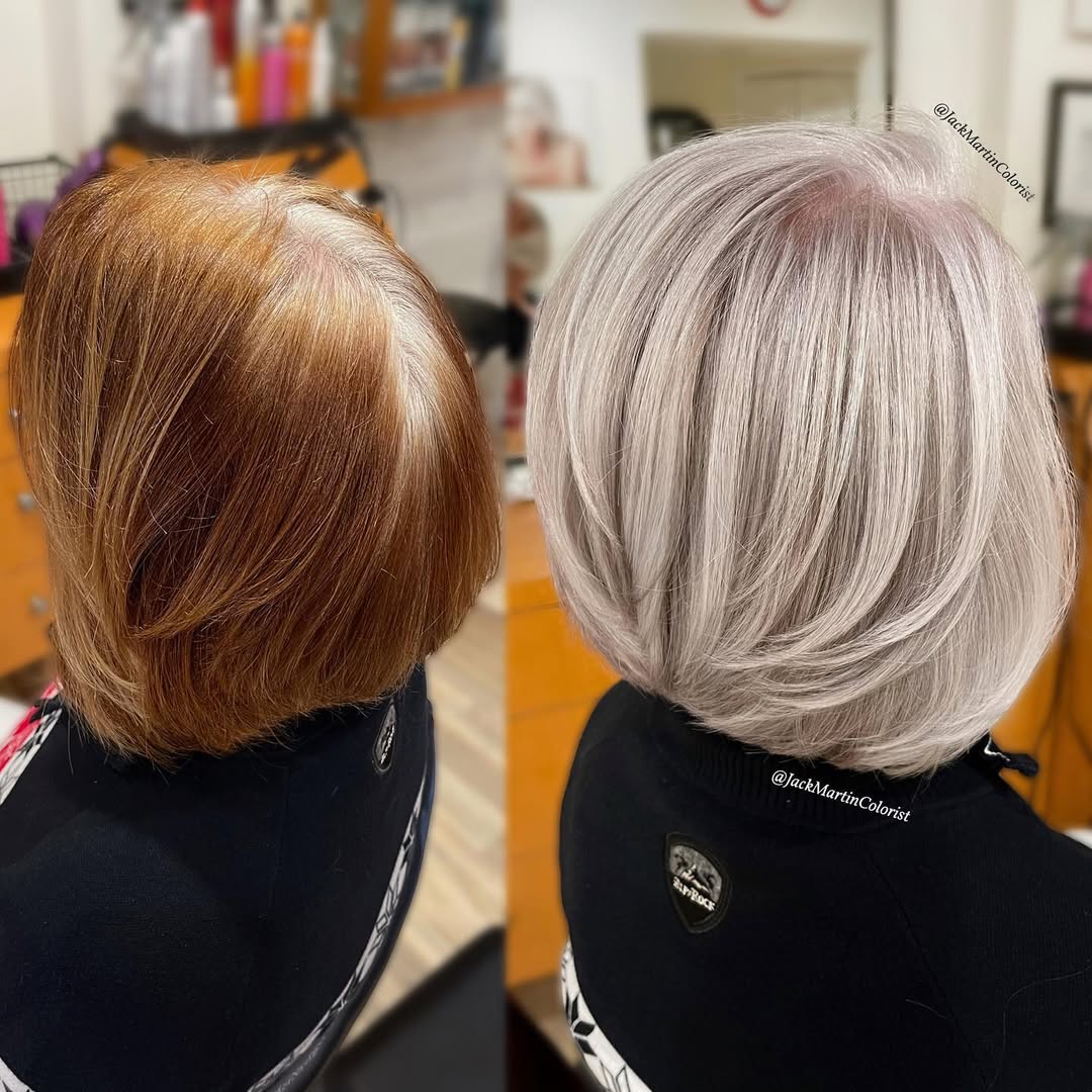 subtle layered grey bob