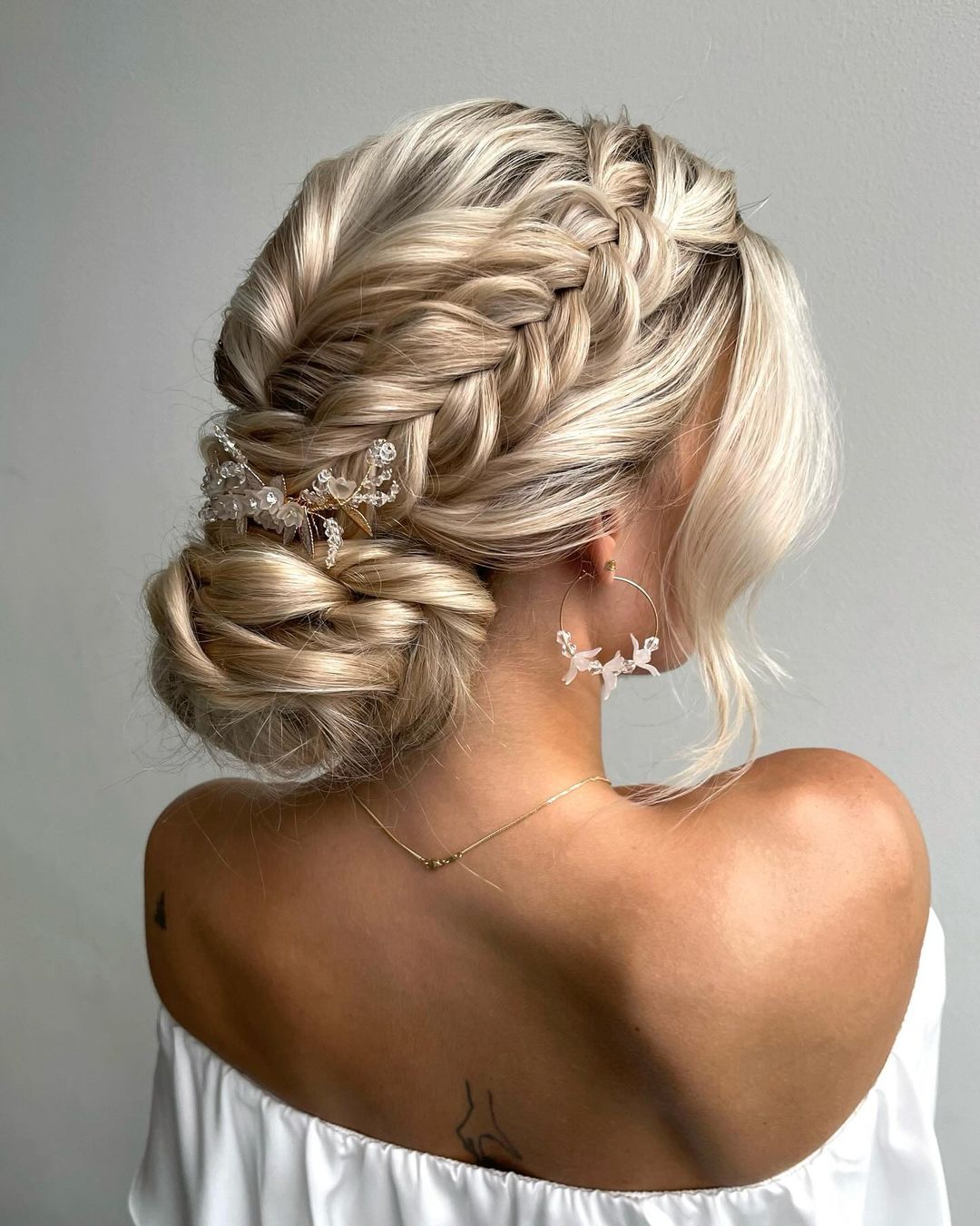 textured bun and fluffy braid