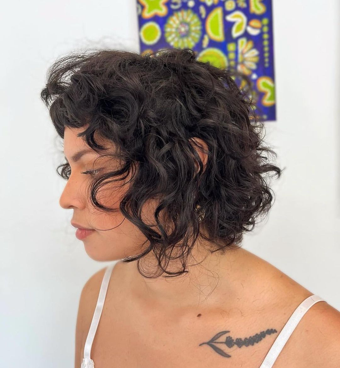 textured stacked curly bob