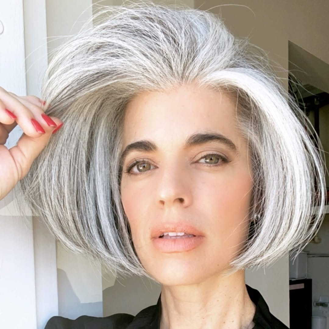 voluminous gray bob