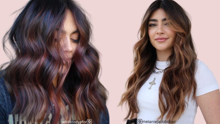 cabelo preto com reflexos acobreados