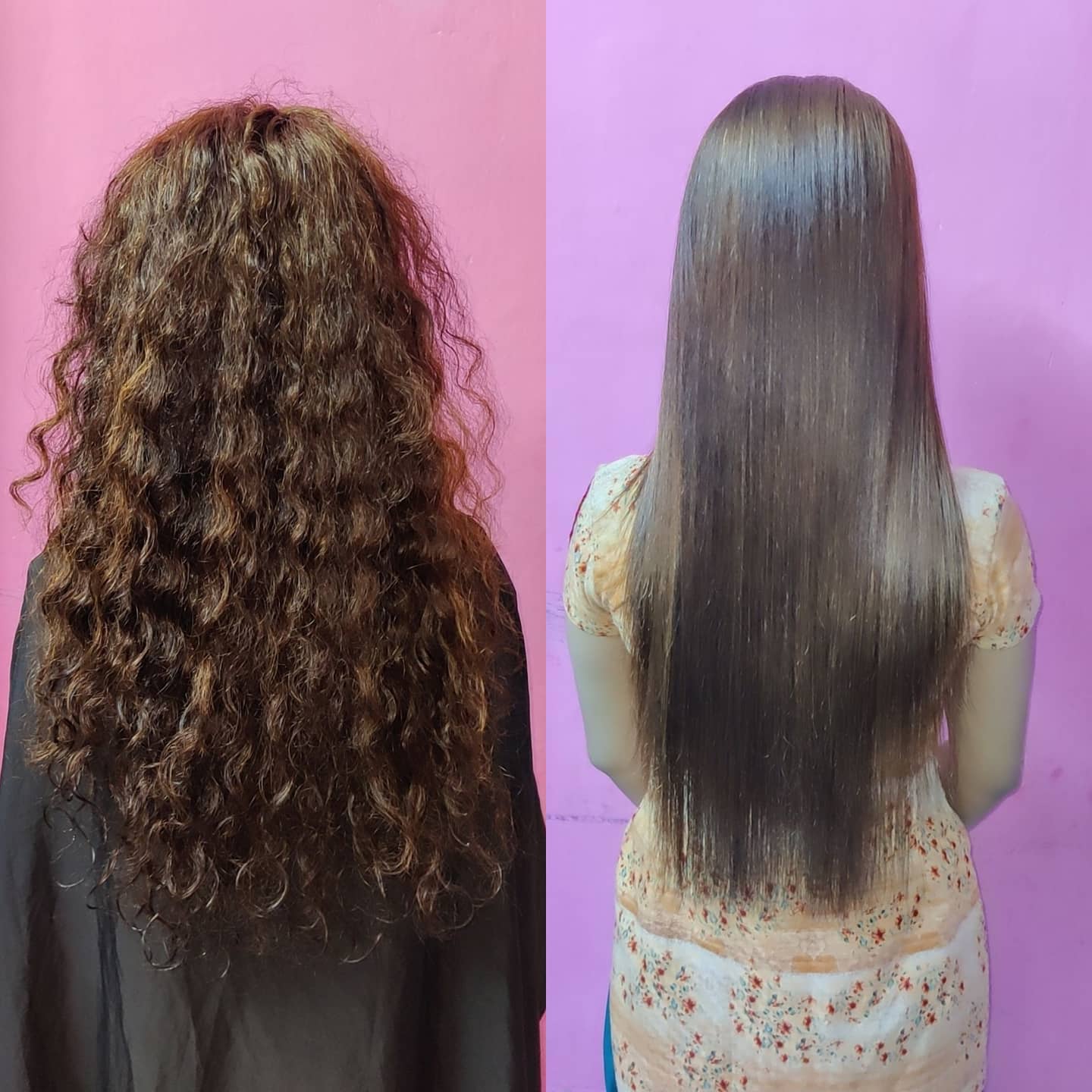 transformação de alisamento do cabelo