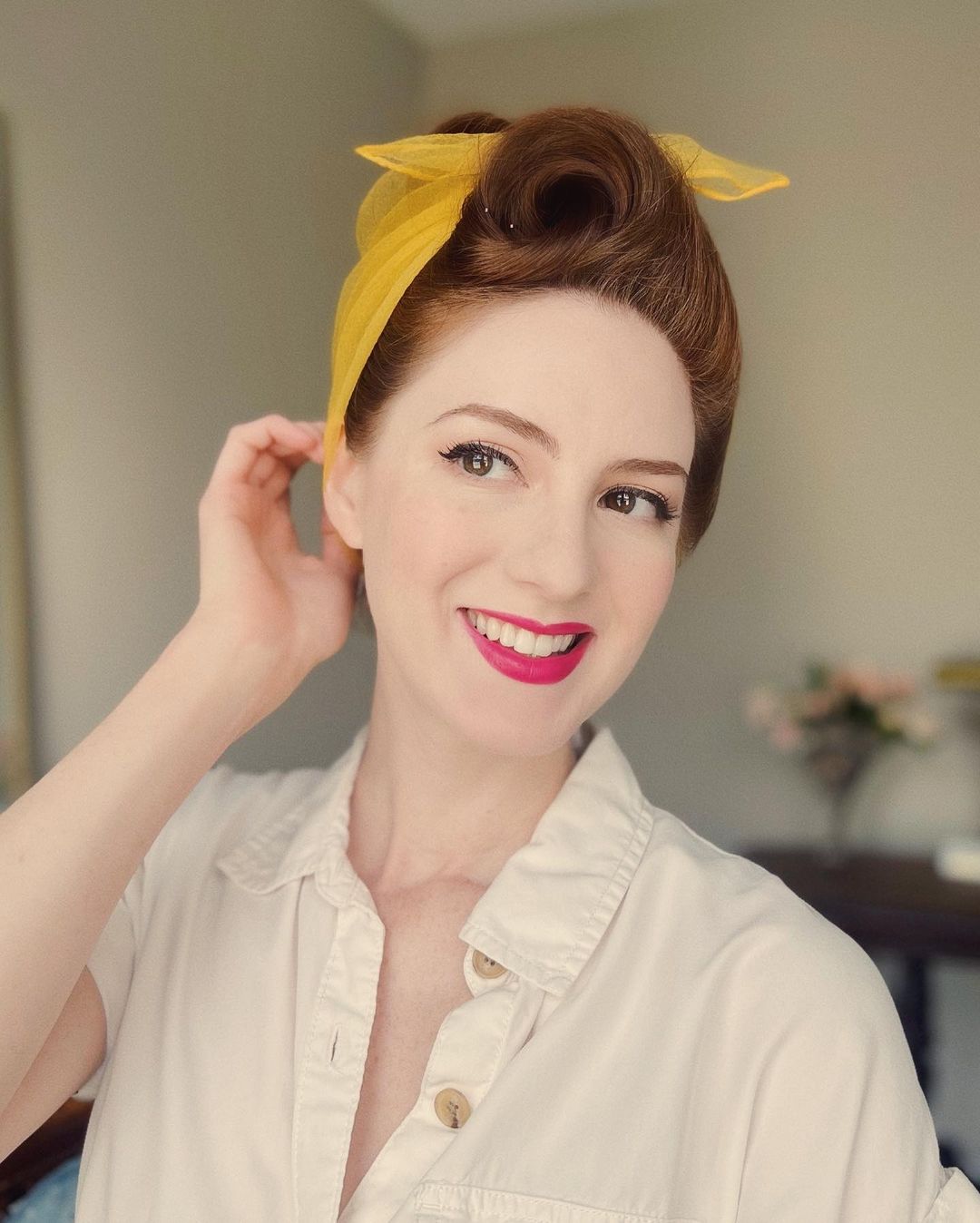 1950s pin up scarf updo