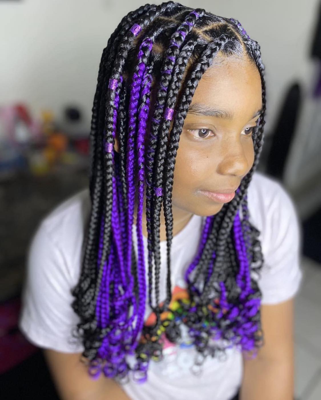 Black And Purple Box Braids