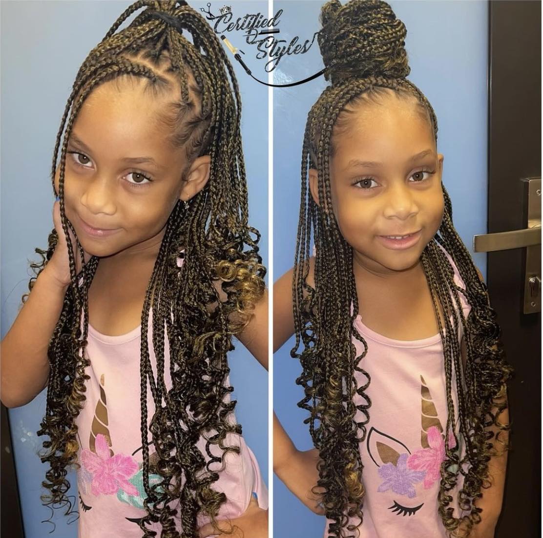 Half Updo Box Braids Hairstyle