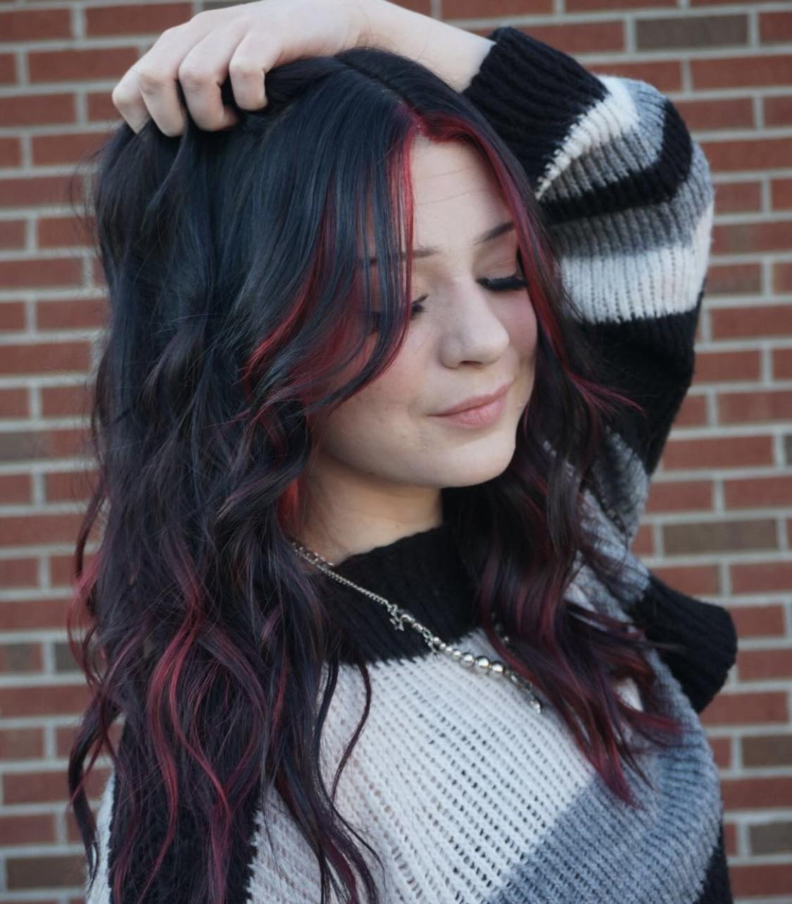 Black Hair With Subtle Red Highlights