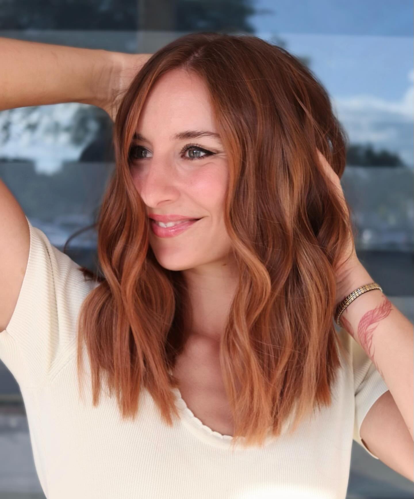 balayage cuivre rosé