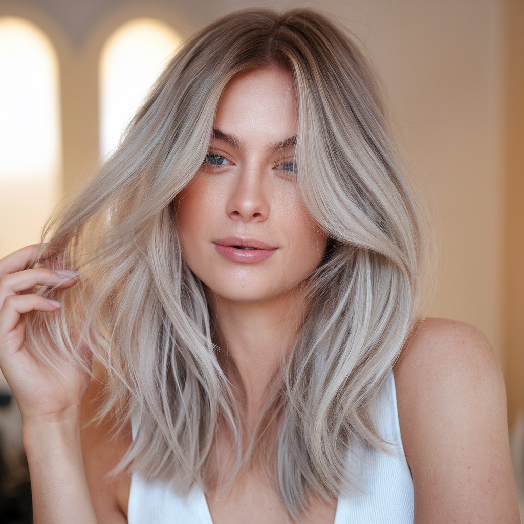 Balayage blond cendré clair