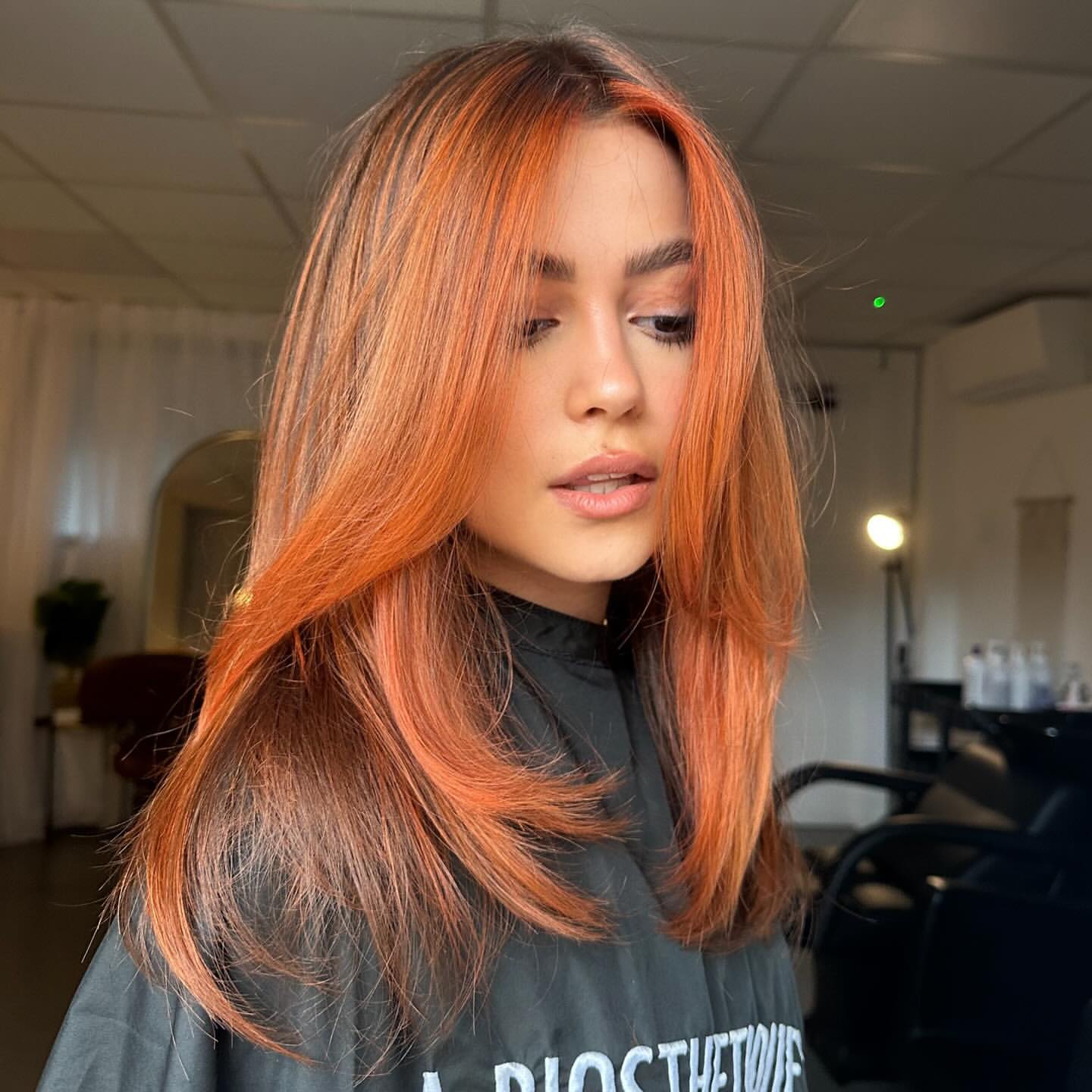 oranje koperen balayage