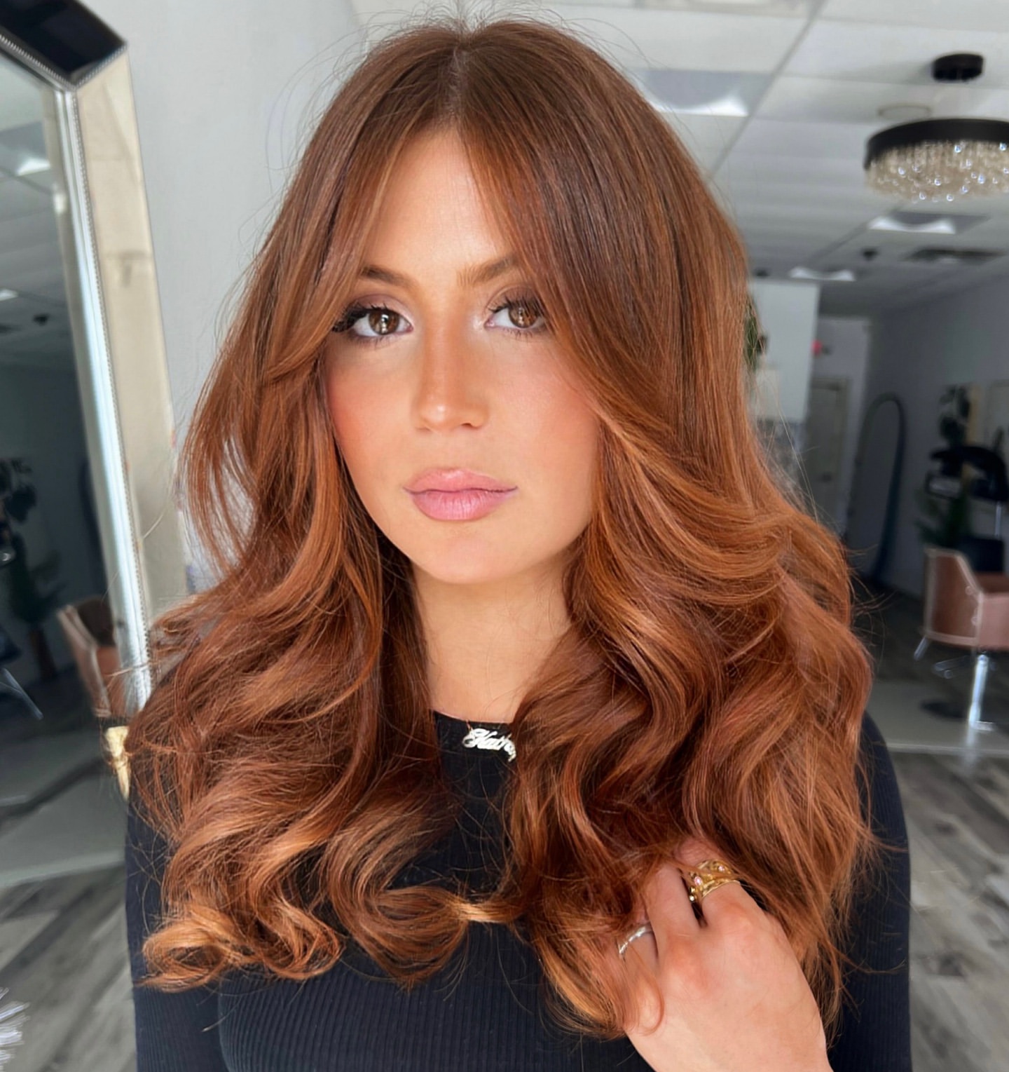 balayage cuivré auburn