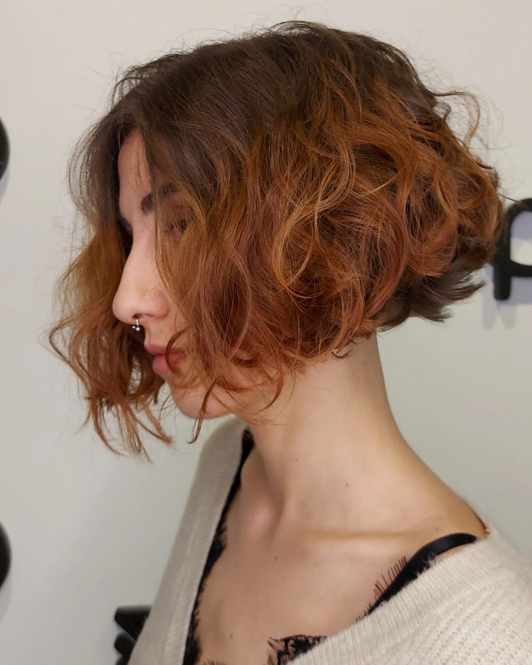 Angled Curly Bob Hair