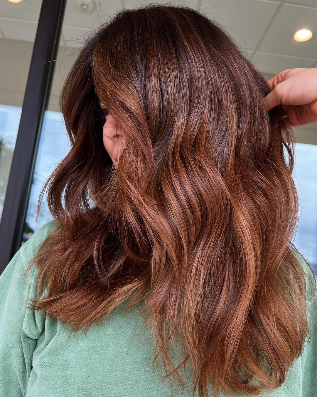 gemengde koper-brunette balayage