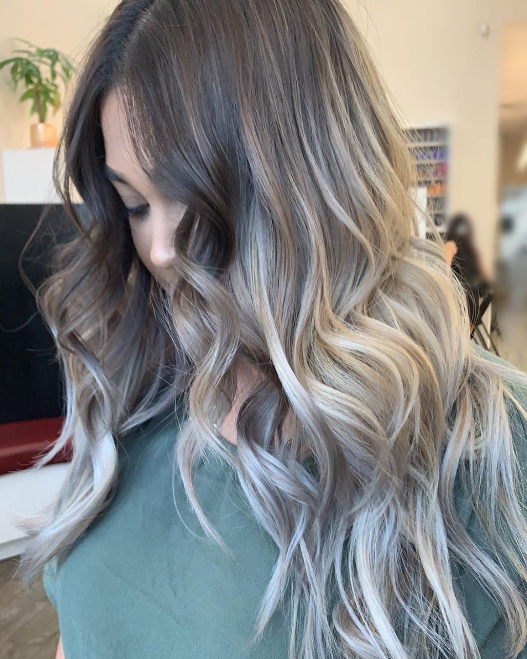 balayage de glaçons blonds