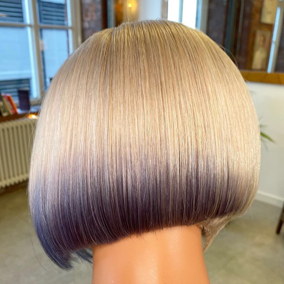 Blonde Inverted Bob With Lilac Tips