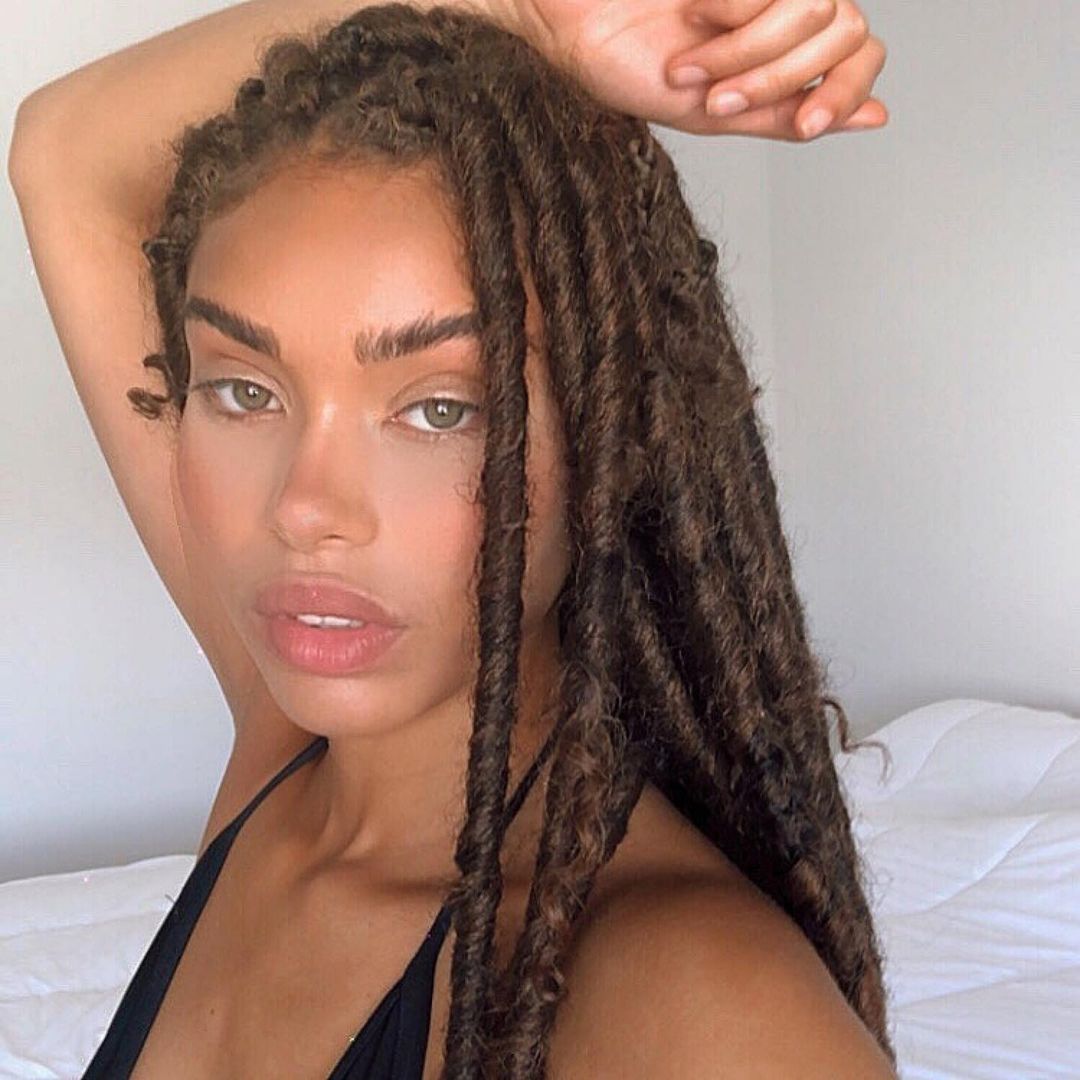 brown faux locs