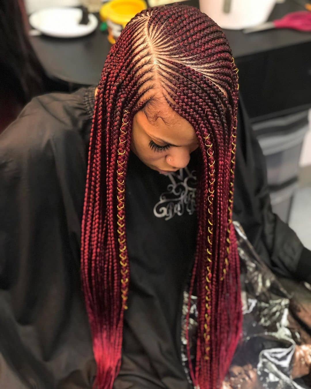 Burgundy Red Box Braids 
