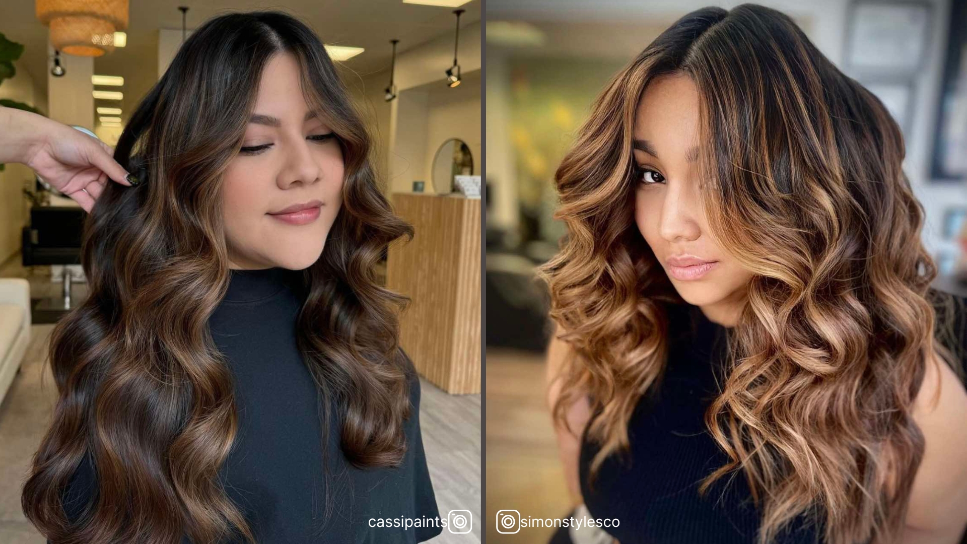 Le balayage caramel sur cheveux noirs illuminera votre look grâce à un contraste saisissant