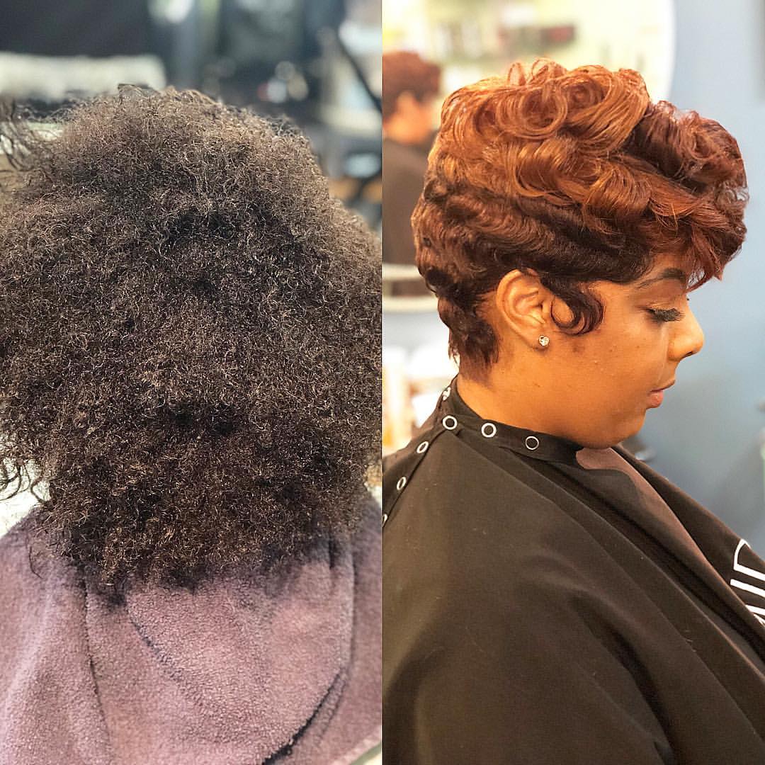 Copper Brown Pixie Cut On Natural Hair