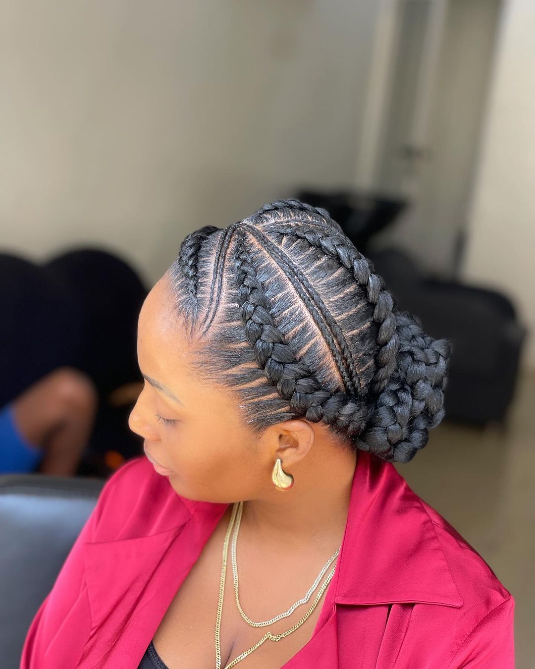 Tresses Cornrow Ghana avec chignon