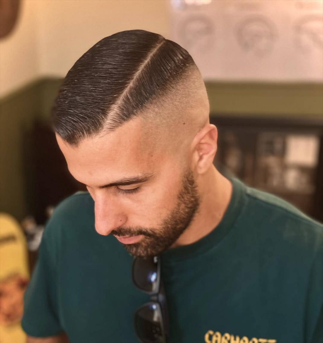 Crew Haircut With A Part