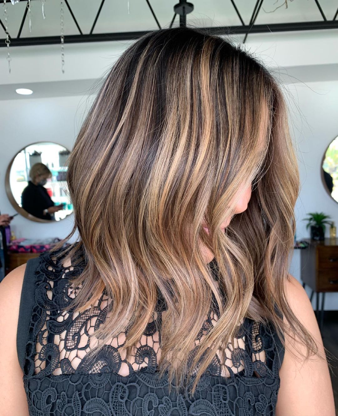 Balayage caramel foncé miel