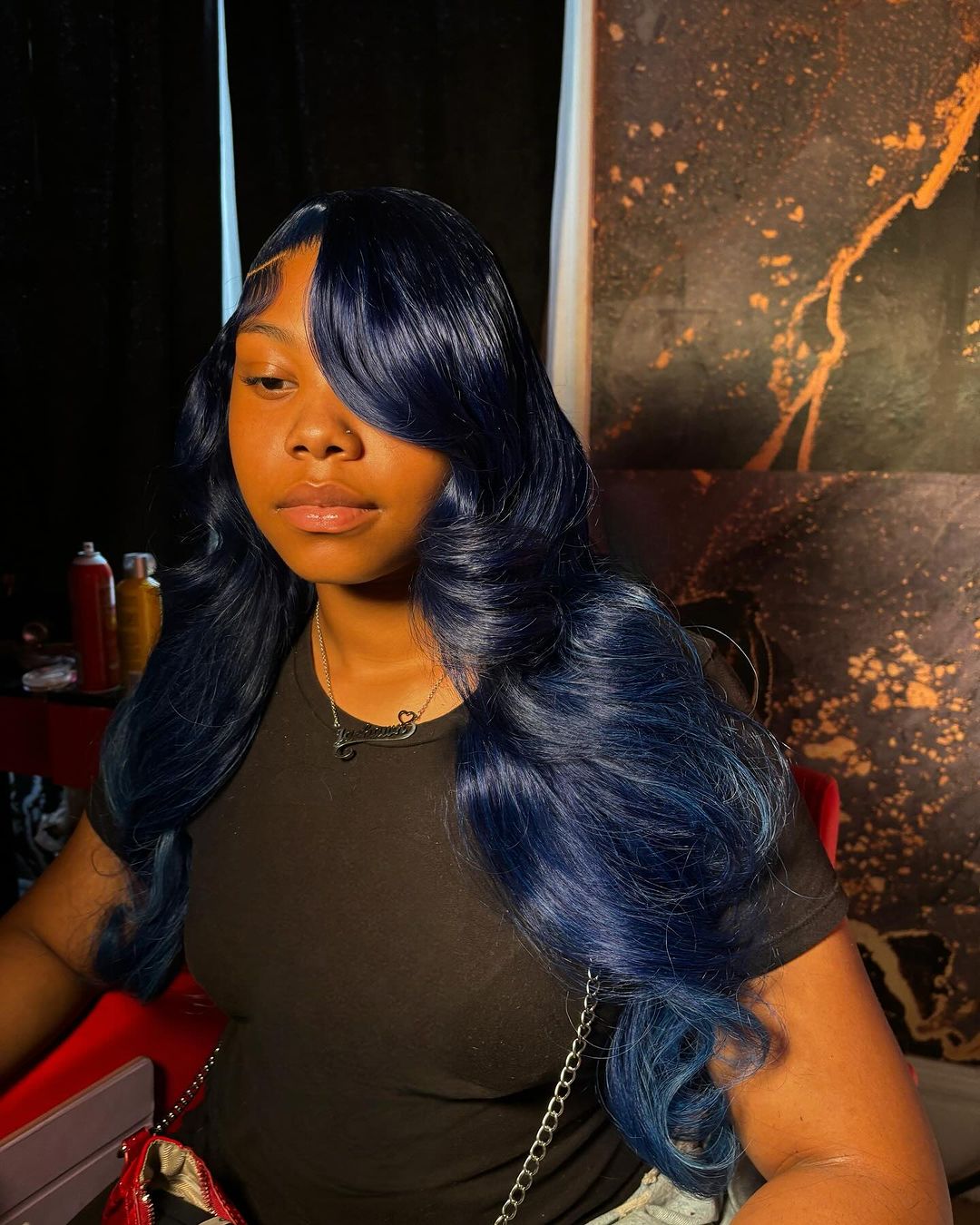 Deep Blue Swoop Wig