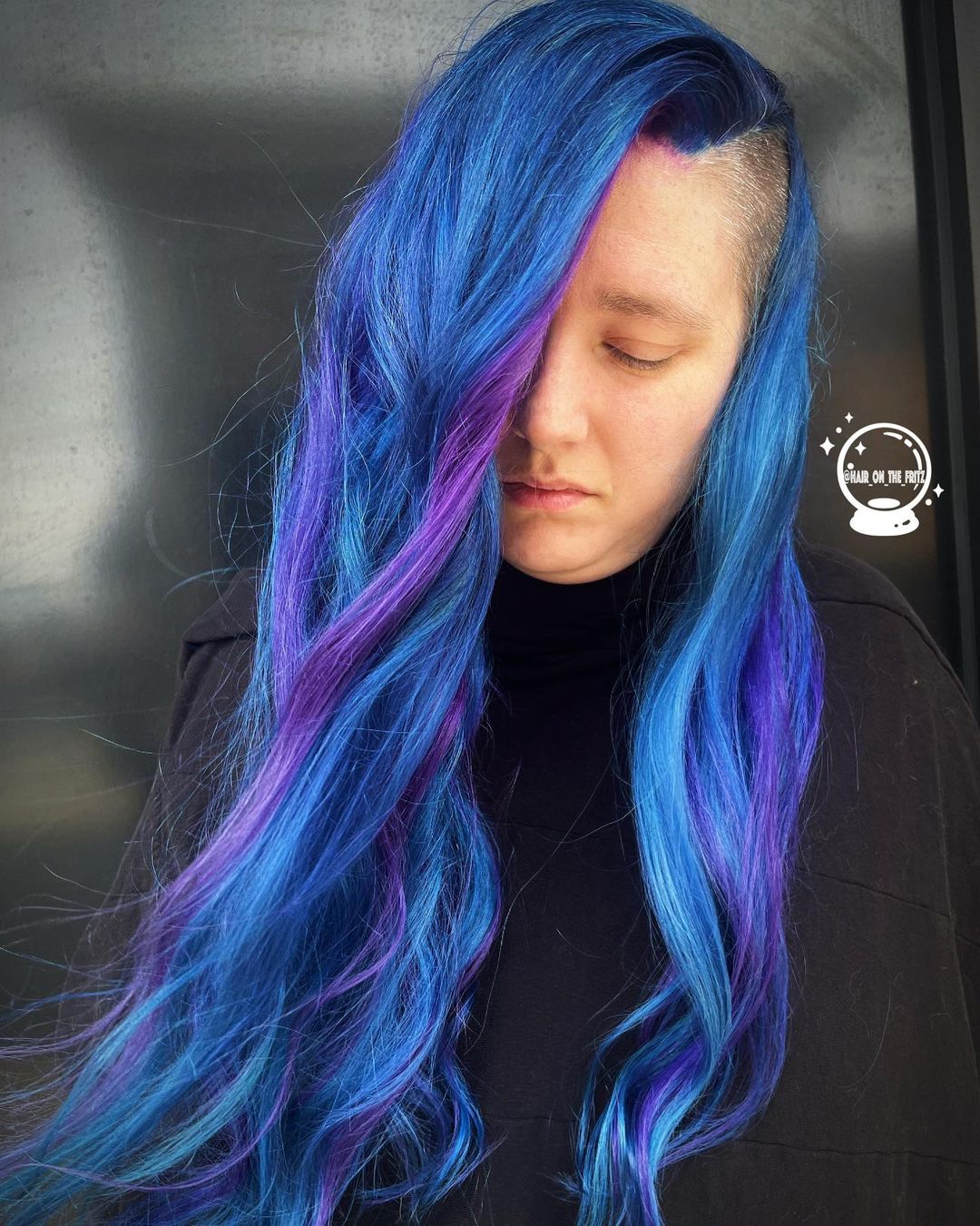 Edgy Blue And Purple Hair